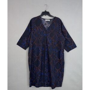 Masai Dress Womens XL Black Snake Animal Print Trapeze Swing Pockets Copenhagen
